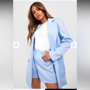 Boohoo Pinstripe Oversized Longline Blazer